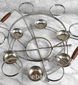 Mid-Century Chrome Lined Punch Bowl & Glasses Serving Set