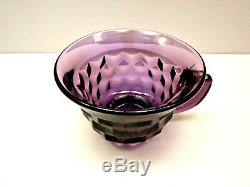 Mid Century Modern American Fostoria Plum Punch Bowl Set With Stand Glass Ladle