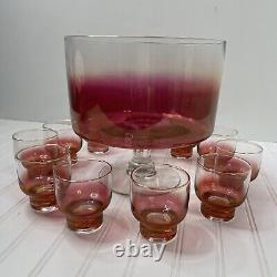 Mid-Century Modern GLASS SPECIALTY PUNCH BOWL SET CUPS