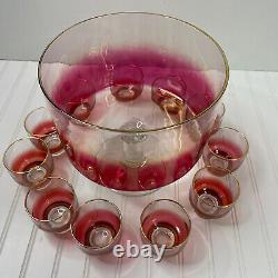 Mid-Century Modern GLASS SPECIALTY PUNCH BOWL SET CUPS