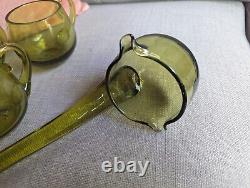 Mid Century Modern Murano Olive Green punch cups ladle