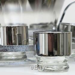 Mid Century Modern Silver Fade Punch Bowl Set with Caddy