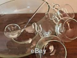 Mid Century modern punch bowl by Crisa modernism crystal glass vintage