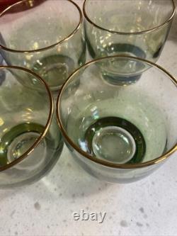 Midcentury Modern BARWARE Iridescent Ombré Punch Bowl Glasses Set