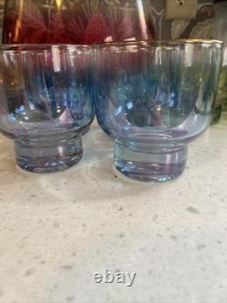 Midcentury Modern BARWARE Iridescent Ombré Punch Bowl Glasses Set