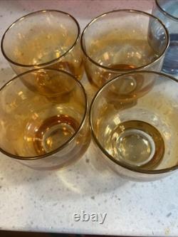 Midcentury Modern BARWARE Iridescent Ombré Punch Bowl Glasses Set