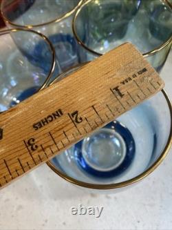 Midcentury Modern BARWARE Iridescent Ombré Punch Bowl Glasses Set