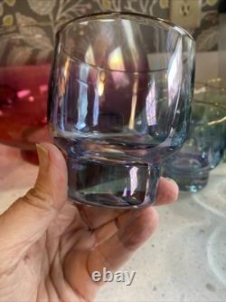Midcentury Modern BARWARE Iridescent Ombré Punch Bowl Glasses Set