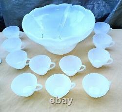 Milk Glass Punch Bowl, 11-Cups, Ladle. Vase, Fire-King Mug, Anchor Mug, Globe