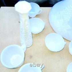 Milk Glass Punch Bowl, 11-Cups, Ladle. Vase, Fire-King Mug, Anchor Mug, Globe