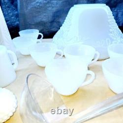 Milk Glass Punch Bowl, 11-Cups, Ladle. Vase, Fire-King Mug, Anchor Mug, Globe