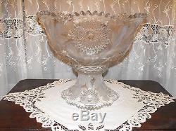 Millersberg Glass Hobstar & Feather Punch Bowl