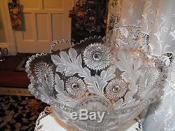 Millersberg Glass Hobstar & Feather Punch Bowl