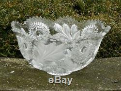 Millersburg Hobstar Feather Flared Punch Bowl 15 Glass Frosted EAPG 1900