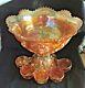 Millersburg Marigold Hobstar and Feather Carnival Glass 7 piece Punch Set