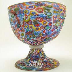 Miniature Millefiori Glass Punch Bowl with Six Small Cups