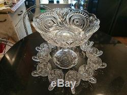 Mint Condition Turn of The Century 12 Cup Punch Bowl on Base