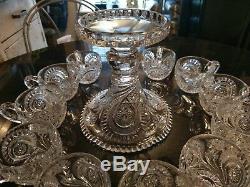 Mint Condition Turn of The Century 12 Cup Punch Bowl on Base