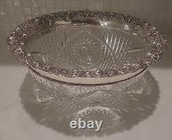 Monumental J. F. Fradley & Co. Repousse Sterling Silver & Cut Glass Punch Bowl