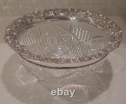 Monumental J. F. Fradley & Co. Repousse Sterling Silver & Cut Glass Punch Bowl