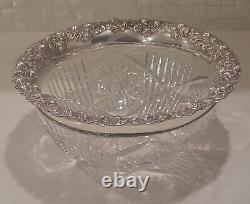 Monumental J. F. Fradley & Co. Repousse Sterling Silver & Cut Glass Punch Bowl