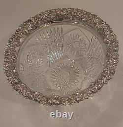 Monumental J. F. Fradley & Co. Repousse Sterling Silver & Cut Glass Punch Bowl