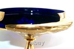 Moser Antique 1885 Victorian Cobalt Blue with 24K Gilt Overlay 12 Cups 1 ladle