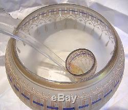 Moser Antique Art Glass Large Punch Bowl With Ladle Exceptional Decoration