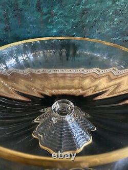 Moser Art Glass Large Punch Bowl Set Quatrefoil Gilded Incredible Bell Tone