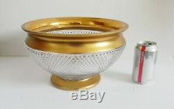 Moser vintage heavy cut crystal punch bowl with 24K gold accents Splendid