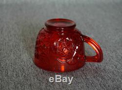 Mosser Glass Ruby Red Daisy Button Punch Bowl Set