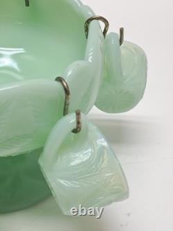 Mosser Jadite Color Custard Glass Mini Punch Bowl with6 Mini Cups