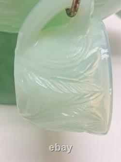 Mosser Jadite Color Custard Glass Mini Punch Bowl with6 Mini Cups