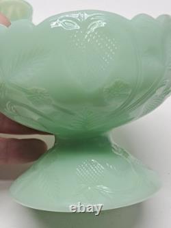 Mosser Jadite Color Custard Glass Mini Punch Bowl with6 Mini Cups