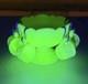 Mosser Uranium Custard Glass Mini Punch Bowl with6 Mini Cups GLOW Strawberry