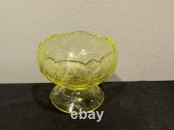 Mosser Uranium Vaseline Glass Mini Punch Bowl with6 Mini Cups