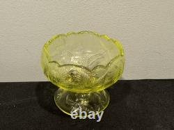 Mosser Uranium Vaseline Glass Mini Punch Bowl with6 Mini Cups
