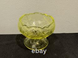 Mosser Uranium Vaseline Glass Mini Punch Bowl with6 Mini Cups