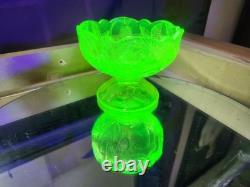 Mosser Yellow Vaseline Uranium Mini Punch Bowl Inverted Strawberries