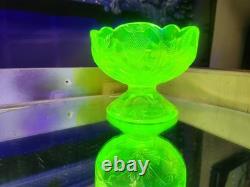 Mosser Yellow Vaseline Uranium Mini Punch Bowl Inverted Strawberries