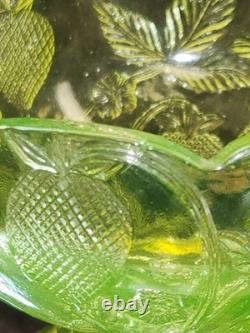 Mosser Yellow Vaseline Uranium Mini Punch Bowl Inverted Strawberries