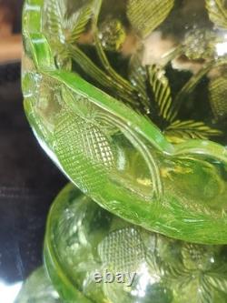 Mosser Yellow Vaseline Uranium Mini Punch Bowl Inverted Strawberries