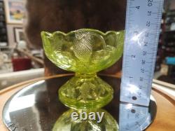 Mosser Yellow Vaseline Uranium Mini Punch Bowl Inverted Strawberries