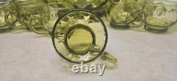 Murano Empoli Italian Handblown Green Glass Punch Bowl & 11 Cups Coindot