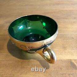 Murano Green Glass Italian Punch Bowl Set Bowl 3 Cups