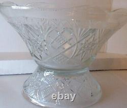 NEW COVENTRY Glass Punch Bowl Set, Pedestal, 12 Cups, 12 HOOKS & LADLE