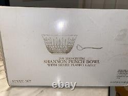 NEW Godinger Shannon Punch Bowl + Ladle 24% Lead Crystal IOB