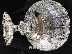 NEW Lead Hand Cut Crystal Pedestal Bowl Punchbowl Centerpiece Bohemia 9.75x11.5