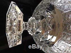 NEW Lead Hand Cut Crystal Pedestal Bowl Punchbowl Centerpiece Bohemia 9.75x11.5