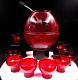 NEW MARTINSVILLE RARE RUBY TOP PRIZE 8 3/8 PUNCH BOWL CUPS ORIGINAL LADLE 1930s